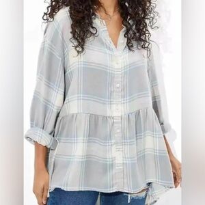 American Eagle Plaid Babydoll Shirt